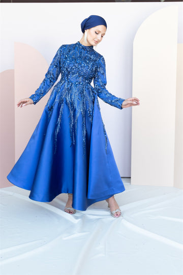 Victoria Hijab Aftonklänning Marinblå